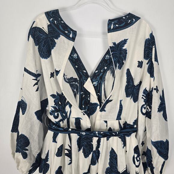 Banana Republic Linen Balloon Sleeve Mini Dress Butterfly Print Multi 12 NWOT - Picture 8 of 14